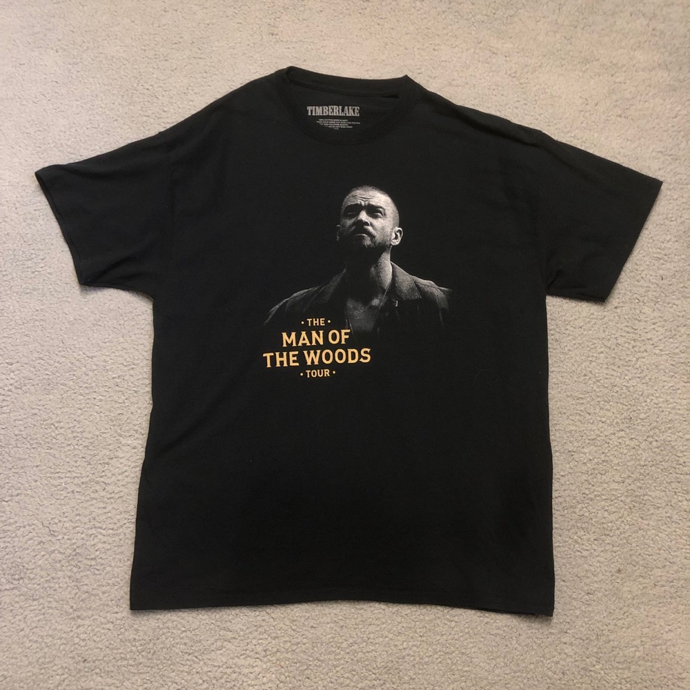 Justin Timberlake Man of the Woods Tour Shirt Black XL Vtg Style Graphic Tee